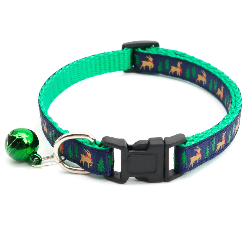 Pet Collar with Bell Adjustable Buckle Cats Dogs Collar Christmas Personalized Kitten Puppy Hamesses Small Animal Accessories