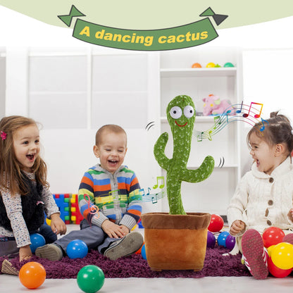 Rechargeable Dancer Cactus Glowing Dancing Electronic Plush Toys Can Sing Record Lighten for Baby Toy Education Funny Gift