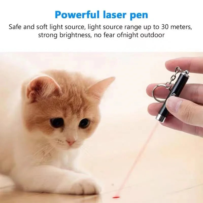 Mini Cat Dog Fun 4mW Pointer Red Light Laser LED Training Torch Pet Toys Pen 2-In-1 Cat Pet Toy Red Laser Light LED Pointer