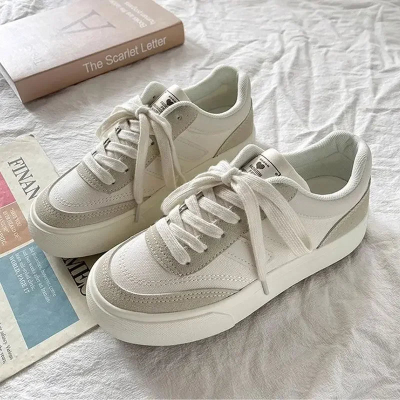 Thick-soled canvas shoes for women 2024 spring and autumn new niche original retro all-match sneakers Hong Kong style