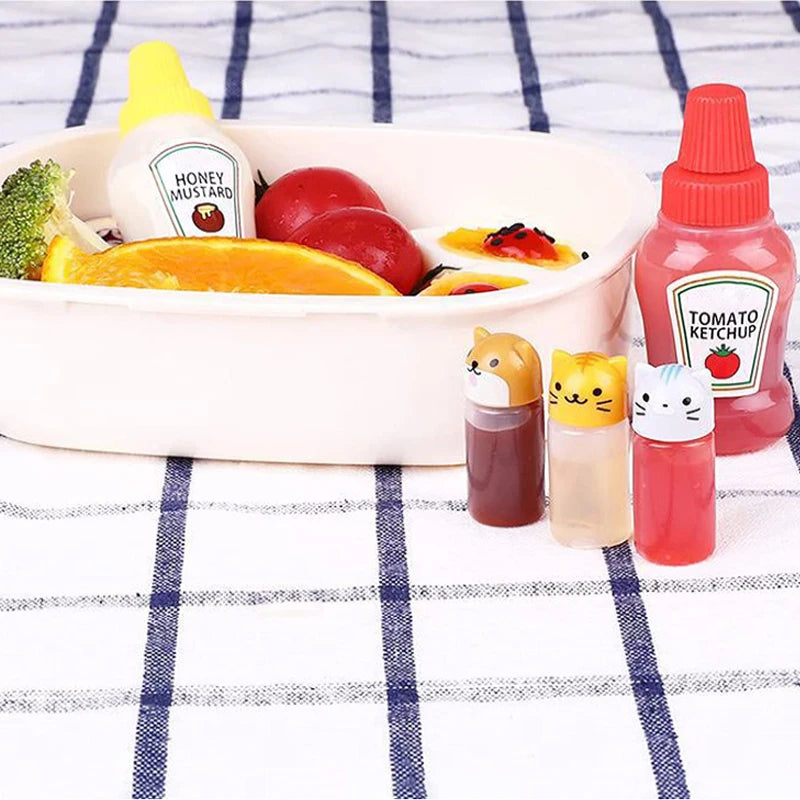 Mini Condiment Squeeze Bottle box Salad Dressing Ketchup Squeeze Jar Container Plastic Portable Lunch Box