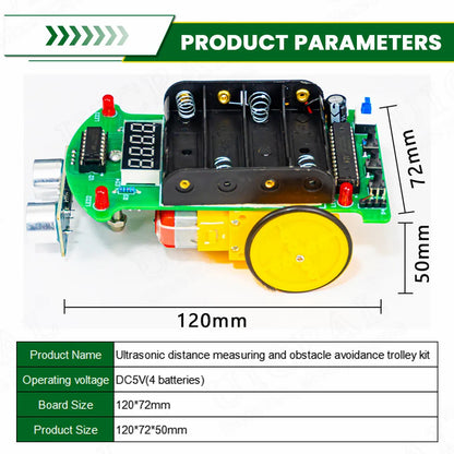 DIY Ultrasonic Ranging Obstacle Avoidance Car Electronic Kit LED Display Programming Intelligent Car Welding Practice DIY Kit