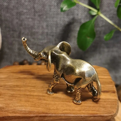 Antique Brass Elephant Tea Pet Miniature Simulation Animal Ornaments Collection Crafts Home Desktop Decorations