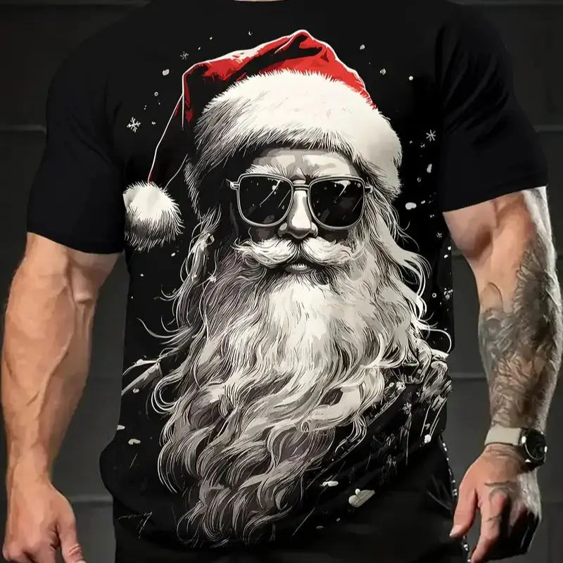 Santa Claus 3D printed men's T-shirt fashionable Christmas holiday gift men round neck short sleeved oversized Hip hop clothing